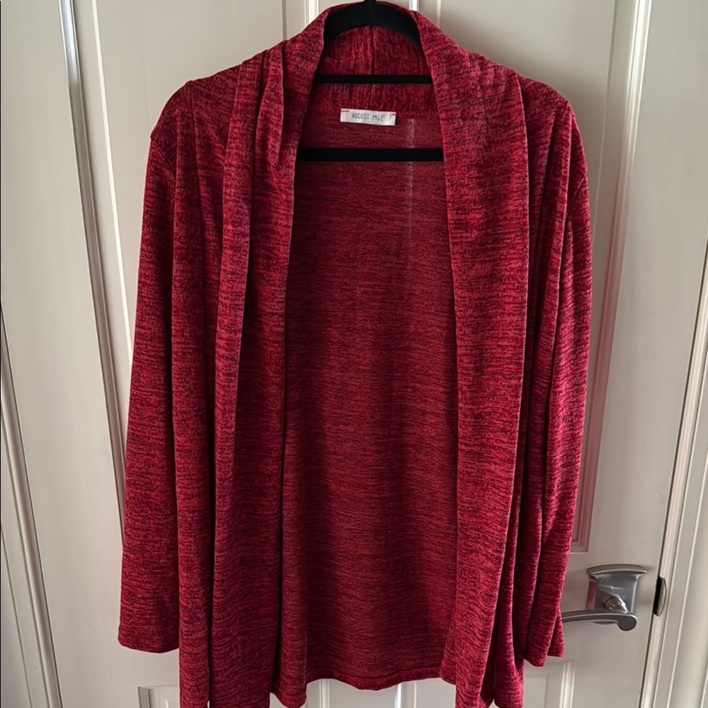 August Mist Brisa Women's Red Open Front Cardigan Sweater